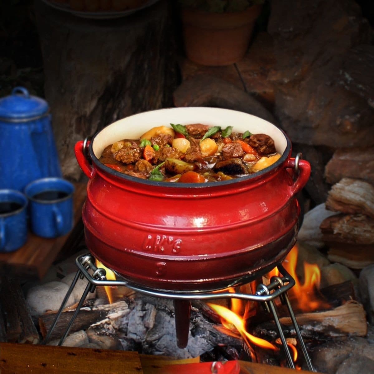 Camping outdoor hanging pot pressure cooker camping pot outdoor pressure cooker three-legged pot outdoor cast iron pot stew pot soup pot