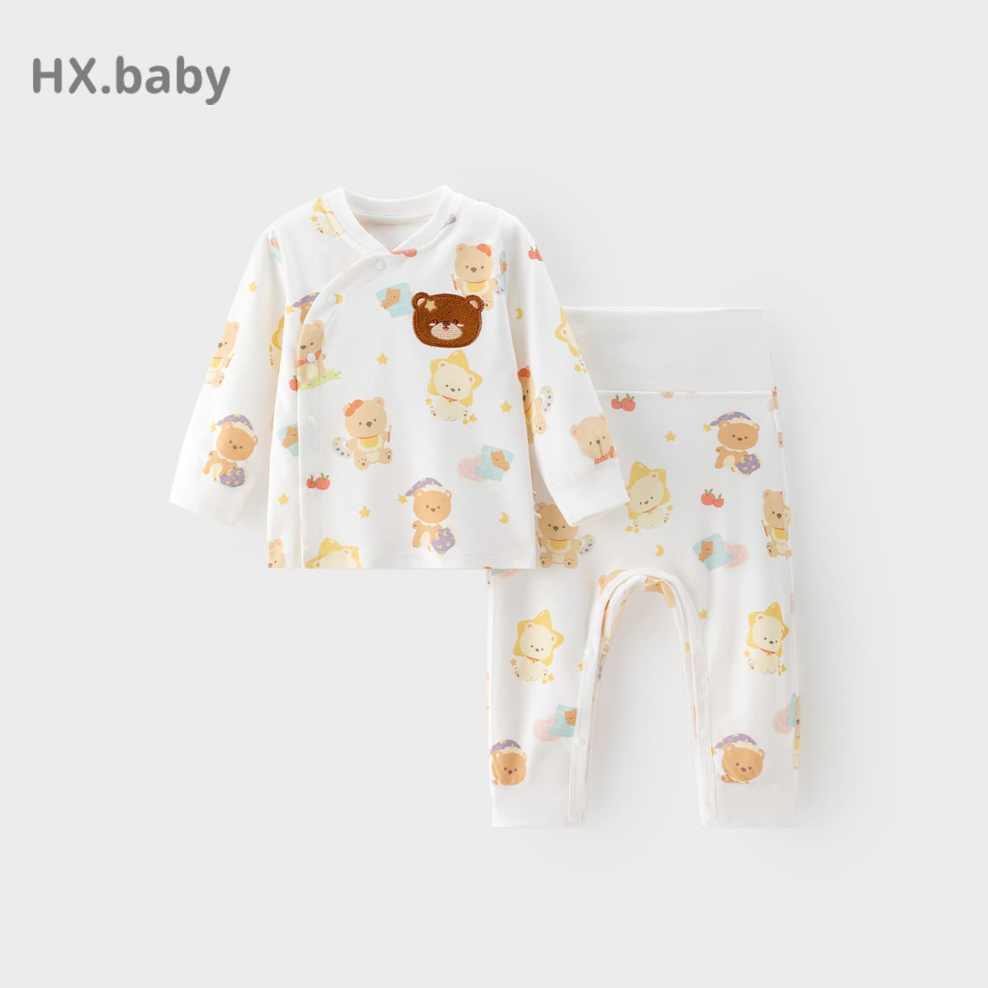 Baby underwear set, no need to take off, baby clothes, spring and autumn pure cotton, male and female baby split two-piece set, high-waisted underwear