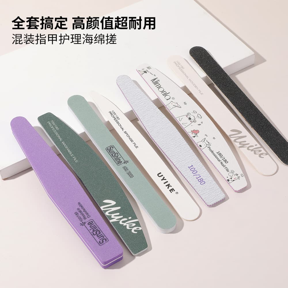 Nail Care Sponge Rubber Manicure Tool Multi-Surfaced Super Durable Tough Washable Nail File Strip Wholesale