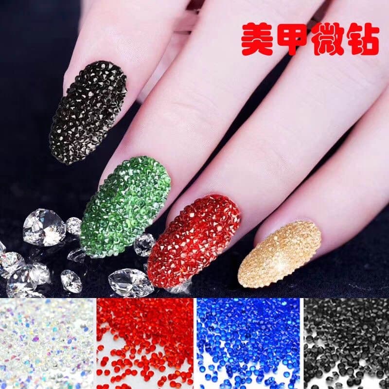 Nail Art Micro Drill Crystal Sand Decorations Glass Pointed Bottom Colorful Elf Beads Zircon Nail Drill Tools Supplies Wholesale