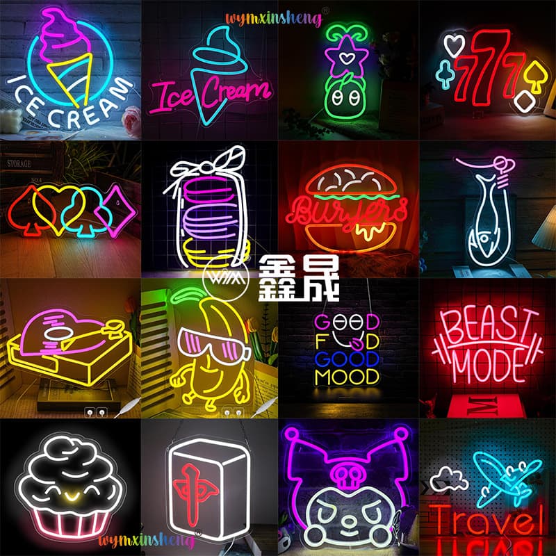 Cross-Border Neon Sign Happy Birthday Bedroom Decoration Atmosphere Light Bar Letter Shape Light Billboard