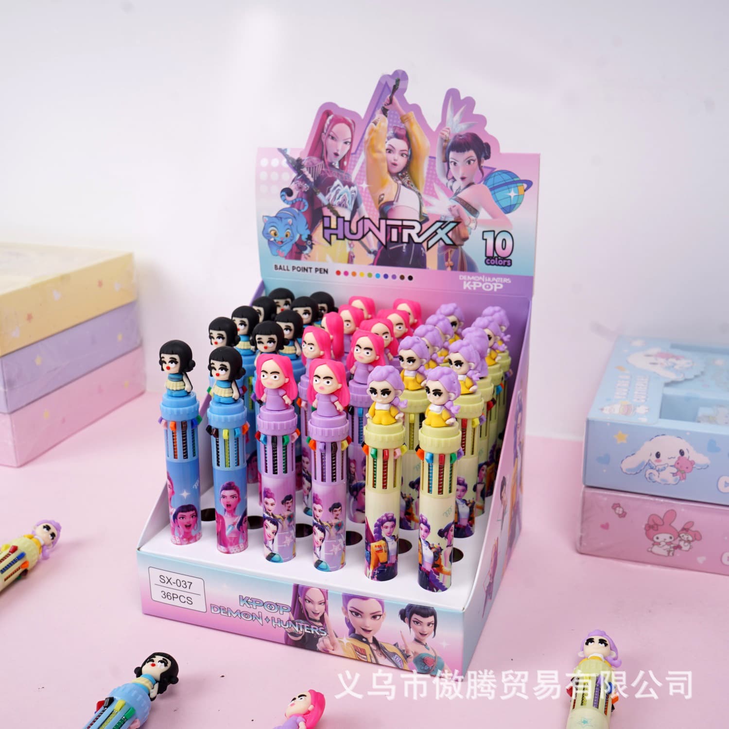 New Cross-Border K-Pop Demon Hunter Girl Group 10-Color Ballpoint Pen Cartoon Creative Cute Multi-Color Push-Type Pen Wholesale
