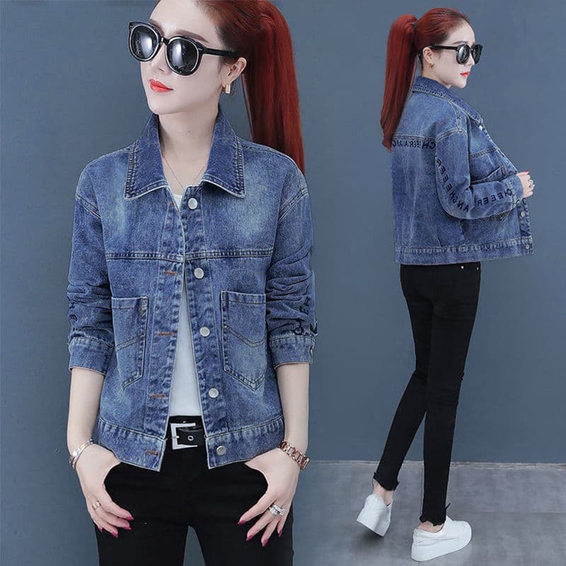 2023 Spring Autumn New Denim Jacket Women's Loose-Fit Korean Style Petite Clothes Cowboy's Clothing Regular Fit Short Outerwear