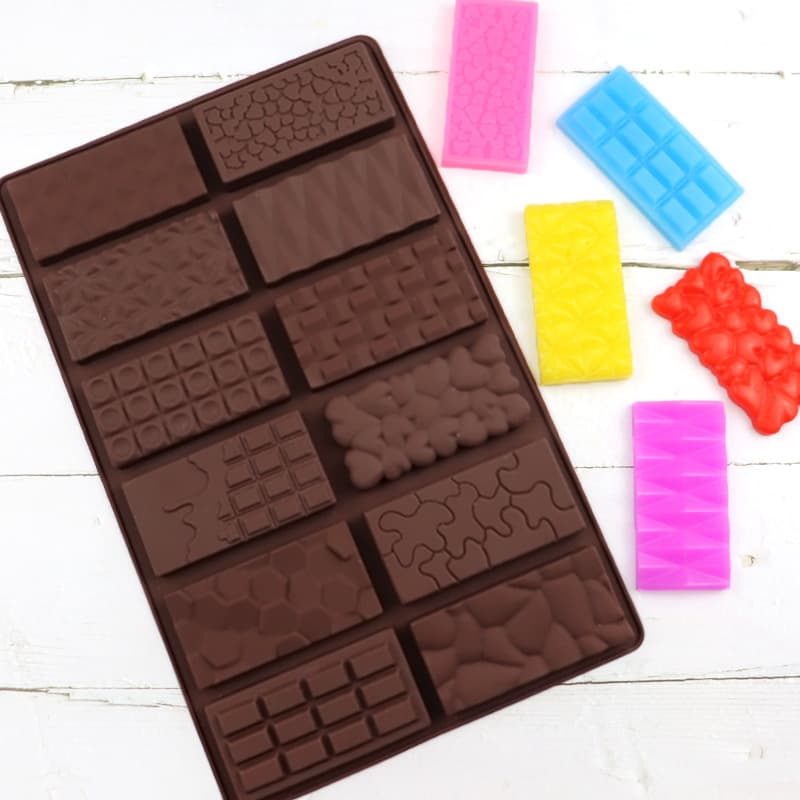 Dobi 12-Cavity Assorted Waffle Blocks Silicone Chocolate Mold, Handmade Soap Mold, Cake Decorating Mold, Food Grade