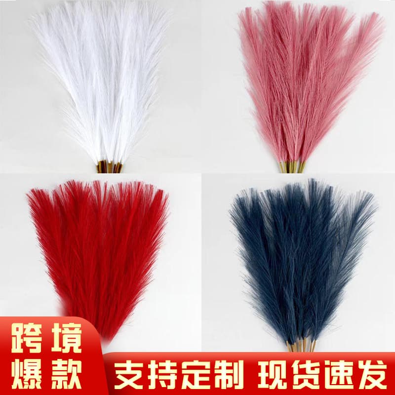Cross-border Wedding Decoration Pampas Grass 55cm Nordic Bohemian Preserved Flower Artificial Pampas Grass Faux Reed