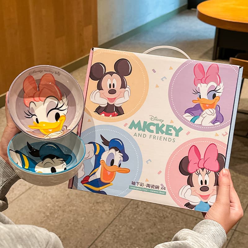 Cute Disney Tableware Set Birthday Gift for Girls Kids Rice Bowl Best Friend Wedding Souvenir Gift Box