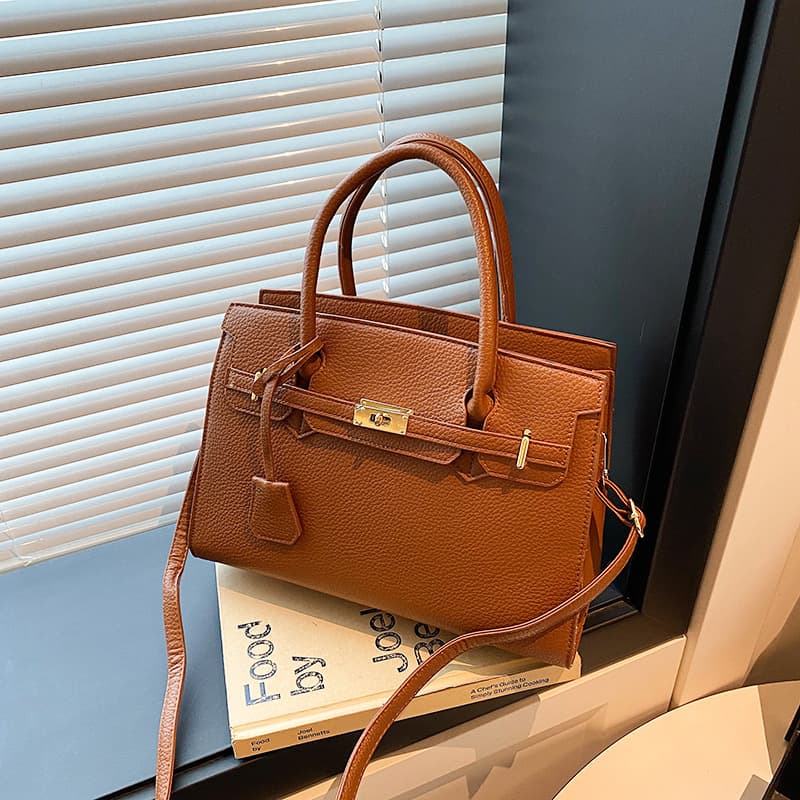 2026 New Kelly Birkin Bag Pebble Grain High-End Luxury Handheld Shoulder Bag Cross-Border Bestseller Women's Bag
