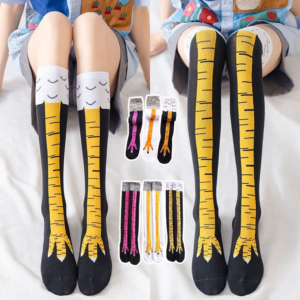 Wholesale trendy ostrich thigh-high socks for women, chicken leg calf socks, cross-border spring/autumn/winter JK style leg-enhancing pressure over-the-knee socks