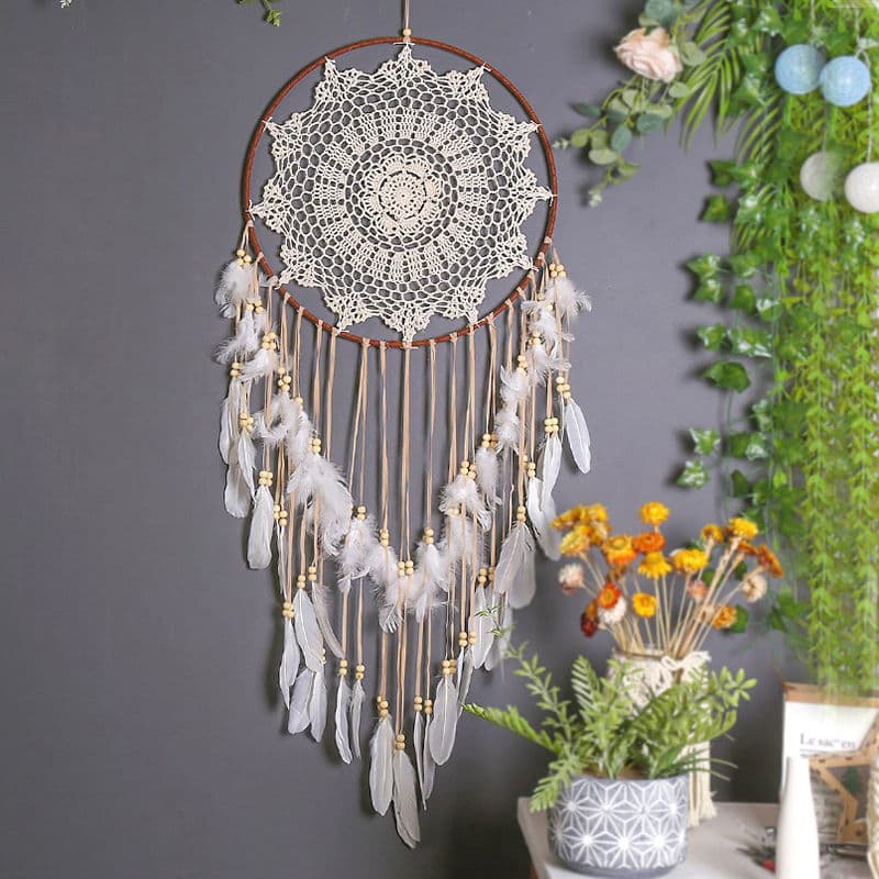 Large Dreamcatcher Wind Chime for Room Background Wall Decoration, Girly Forest-themed Handmade Birthday Gift