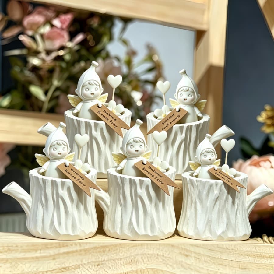 2-Piece Banana Elf Tree Stump Flower Pot Silicone Mold, Aromatherapy Plaster DIY Storage Decoration Handmade Mold
