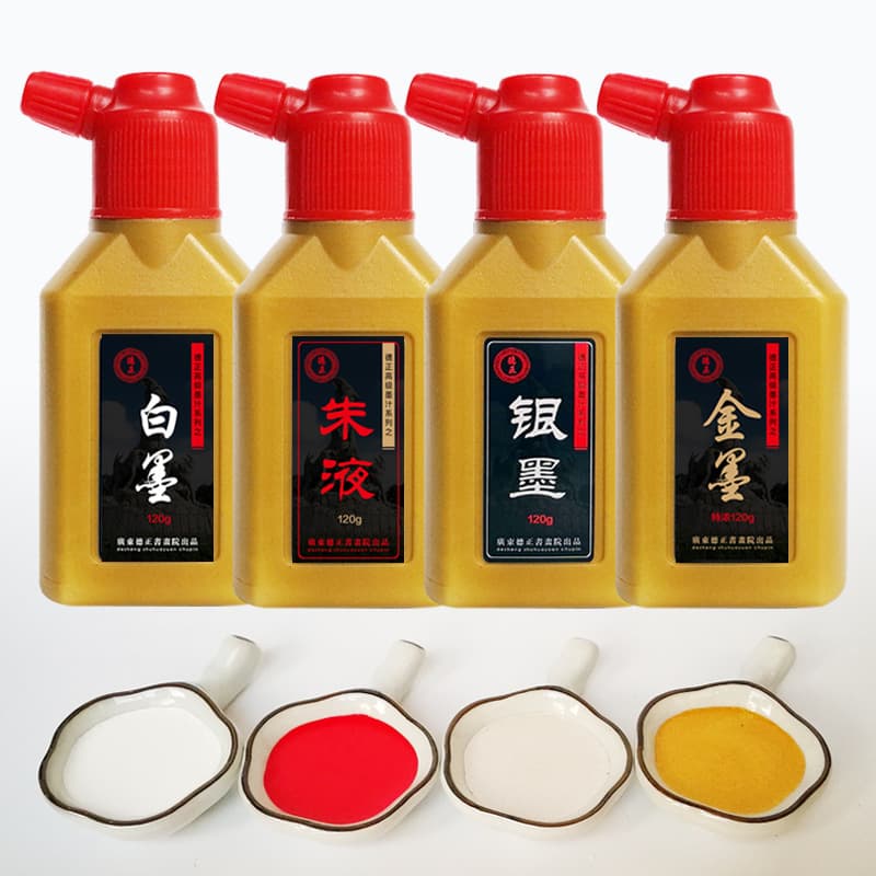 1 Gold ink wholesale calligraphy and painting, red cinnabar ink, silver, construction site ink fountain, line springing project, white ink manufacturer