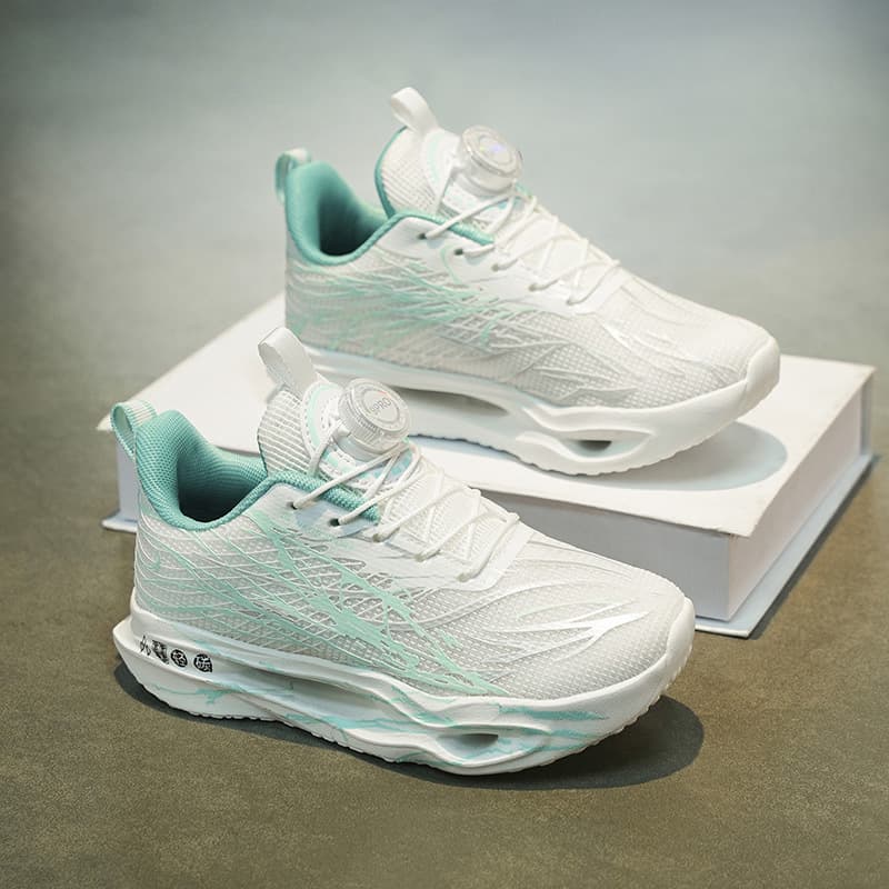 Kids Sports Shoes Boys Professional Running Shoes Mesh Breathable Teen Shock-Absorbing Bounce Running Shoes Lace-Up Training Shoes