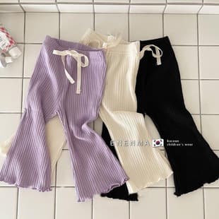 Girls Summer Casual Pants Korean Style Kids Clothing New Medium Small Child Elastic Cotton Hem Micro Flare Nine Points Ins