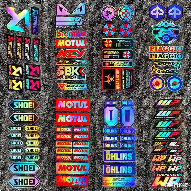 Foreign trade popular laser motorcycle reflective car stickers racing sponsor car stickers helmet lens stickers modified decals