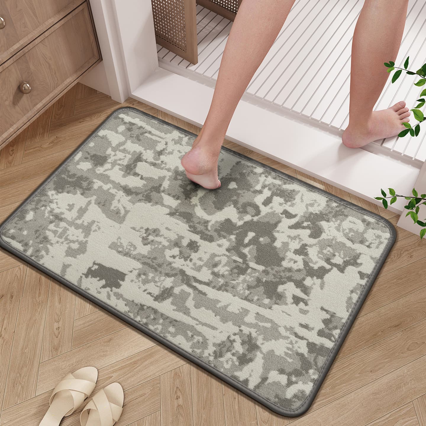 Cross-border Supply Bathroom Mat Loop Pile Absorbent Quick-Dry Premium Modern Floor Mat Non-Slip for Home Bathroom Entrance