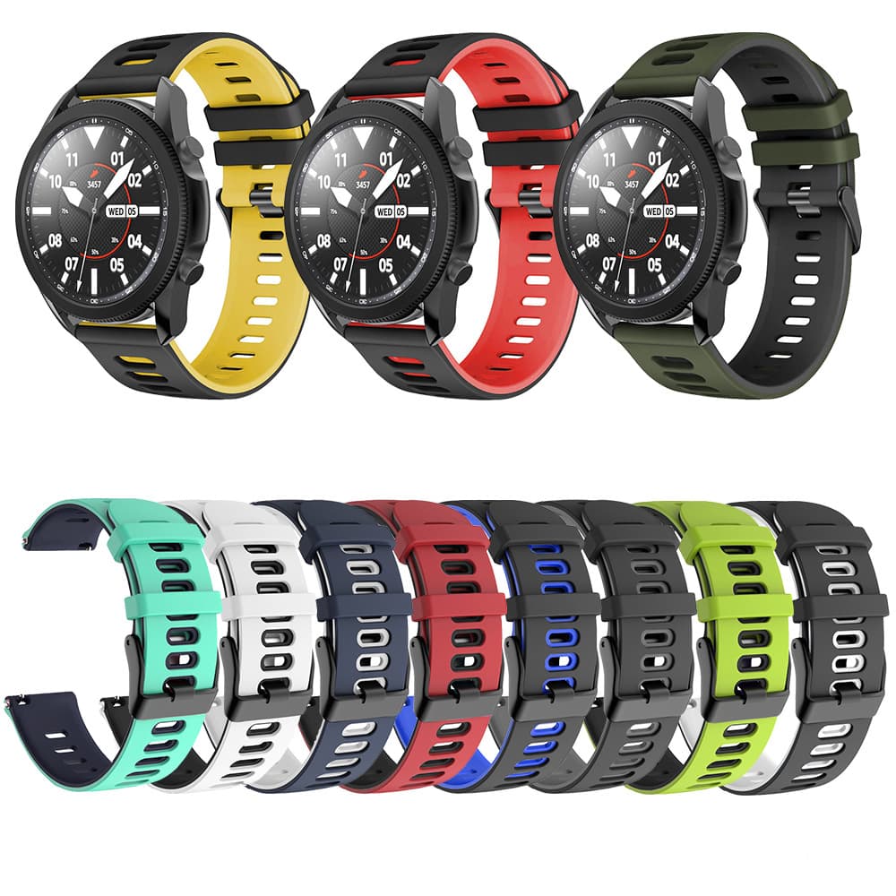 Compatible with Samsung Galaxy Watch 6 universal two-tone silicone straps, 20mm/22mm flat-end silicone straps.