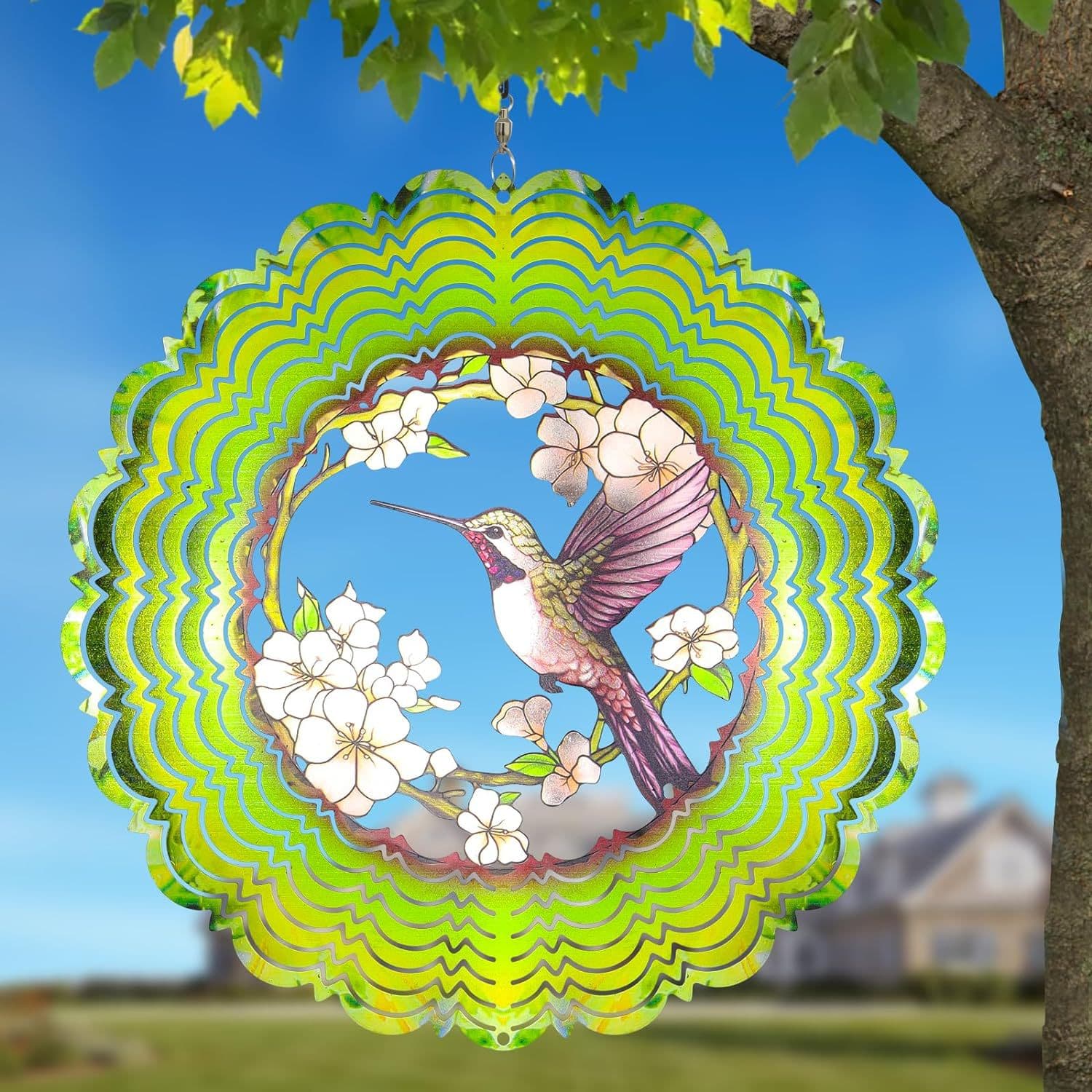 Hummingbird Spinner Stainless Steel Reflective Wind Spinner Outdoor Garden Decoration Glitter Metal Wind Decoration