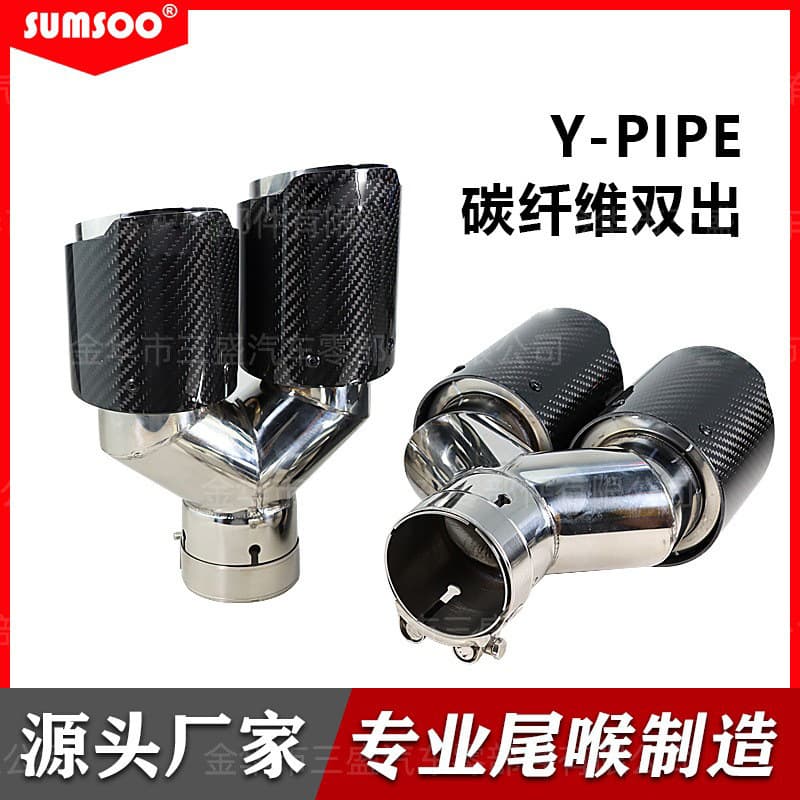 Factory Direct 1-to-2 Y-Type Dual Outlet Car Exhaust Pipe Tailpipe Scorpion Carbon Fiber Universal Tailpipe