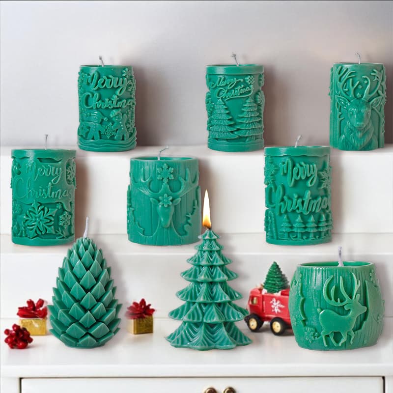 Sanxin Christmas Scented Candle Silicone Mold Christmas Tree Reindeer Plaster Wax Melt DIY Decoration Mold Cross-Border
