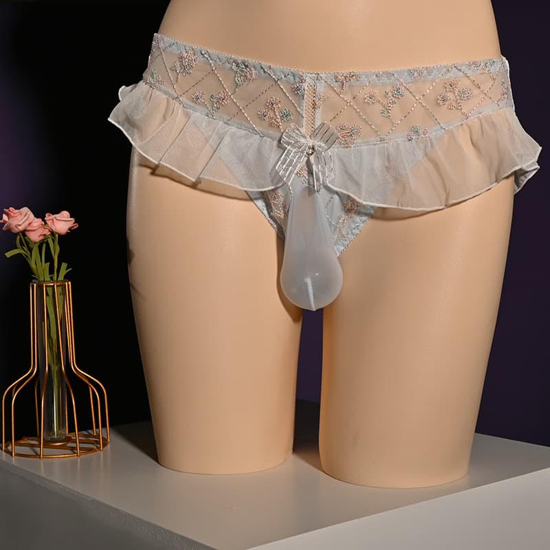 2023 New Japanese Style Fresh Sweet Ruffle Pure Cute Mid-Rise Triangle Underwear Youth Men