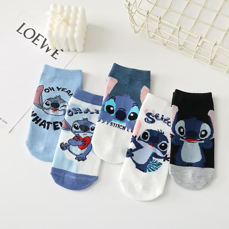 Cross-border Korean-style Cartoon Stitch New Ins Spring and Autumn Short Socks for Female Students Cute Boat Socks Trendy