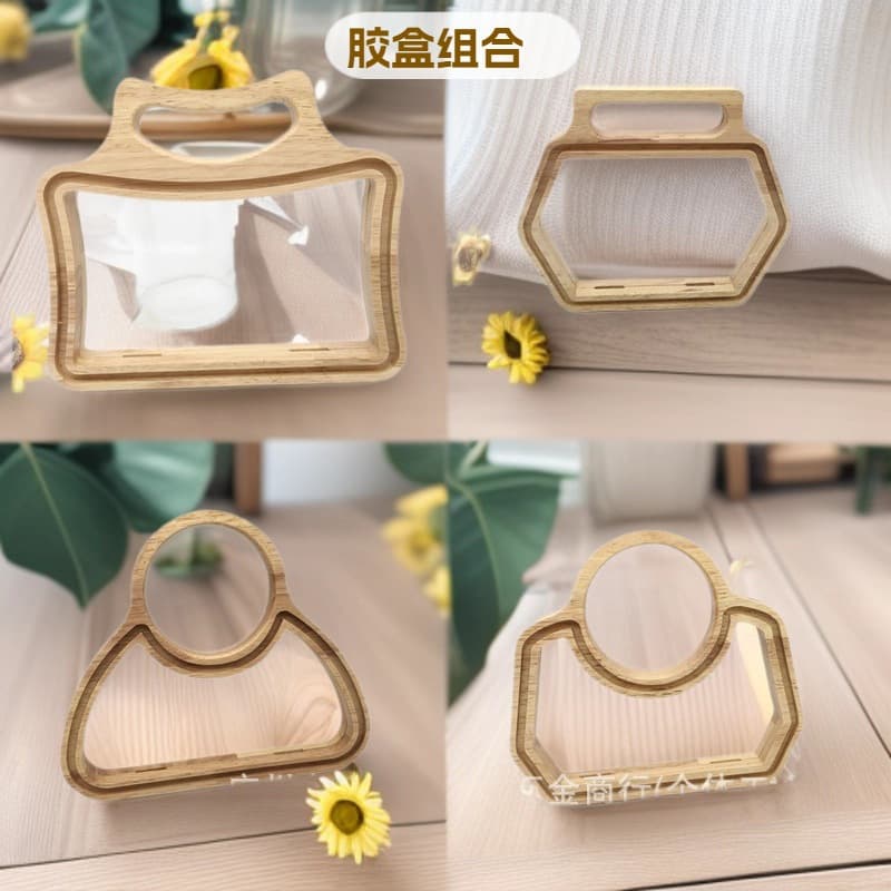 Cross-Border Evening Bag Wooden Clip Trendy Wooden Frame Handle Clutch Wooden Clasp Box Bag Handle