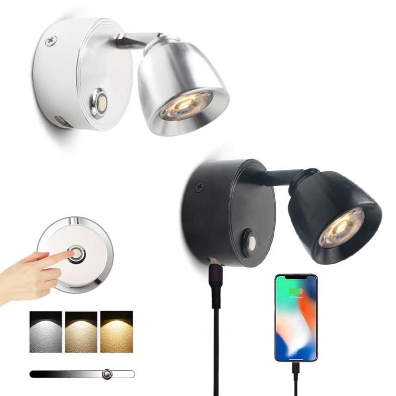 12V 10-30V Touch Dimmer RV Light, Home Bedside Reading Light with USB Charging Port
