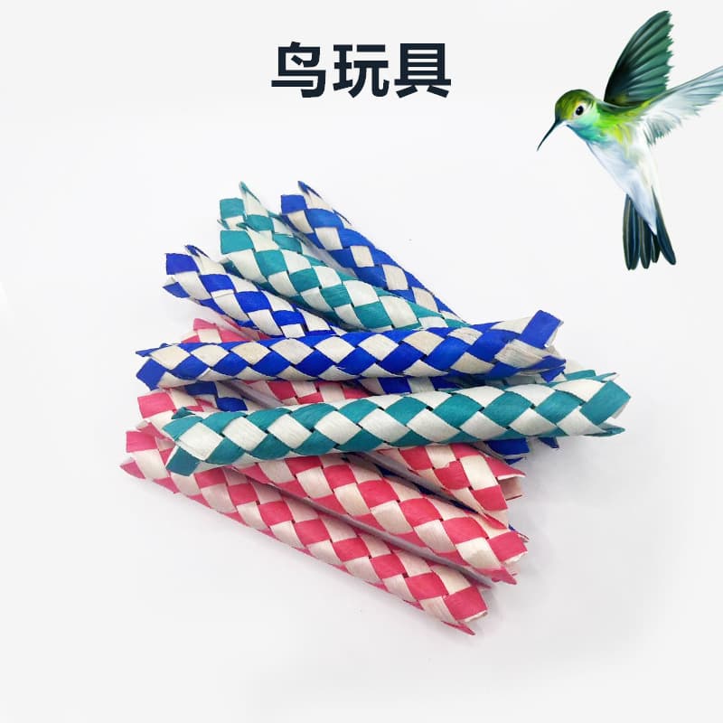 Cross-border Bird Toy Parrot Chewing Puzzle Toy Handmade Wooden Colorful Woven Tube Accessories Bird Cage Accessories