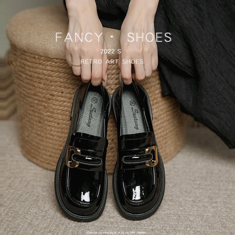 British Style Leather Shoes for Women, Bean Shoes, 2025 New Style Bestseller Black Flats for Women, JK Commuter Loafers