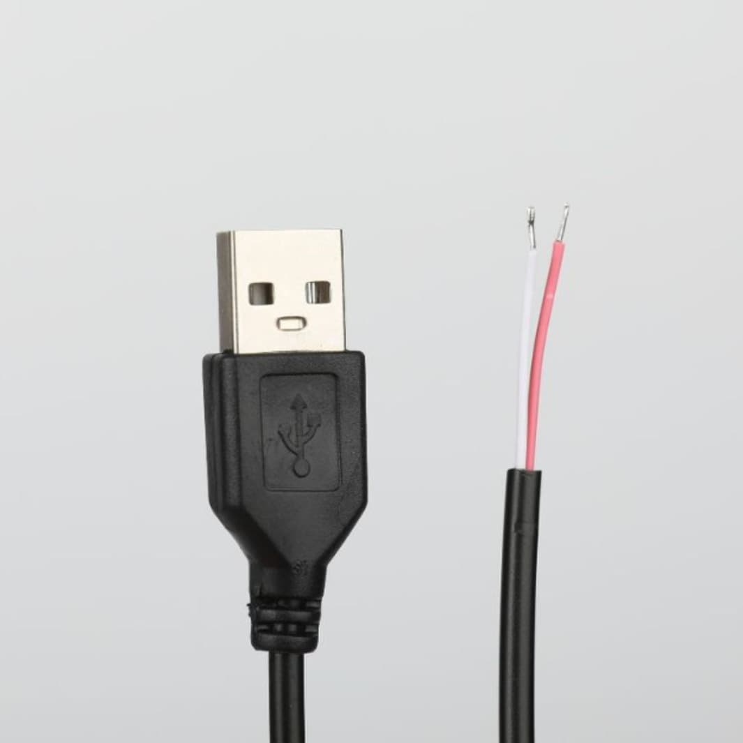 USB Power Cable 2-Core Charging Wire USB Single-End Wire with Tinned Tail Power Extension Cable