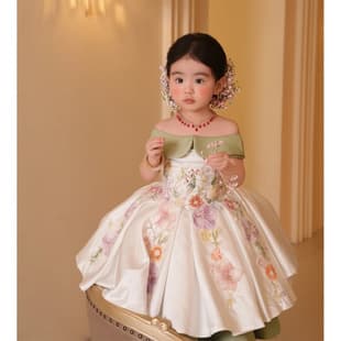 Girls Princess Dress One-Shoulder Forest Style Birthday Princess Dress Fairy Children Runway Dress Factory Wholesale