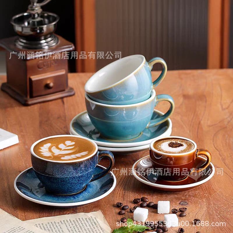 Japanese Vintage Kiln-Transformed Coffee Cup Set High-Ceramic Art Coffee Mug Set European Ceramic Cup