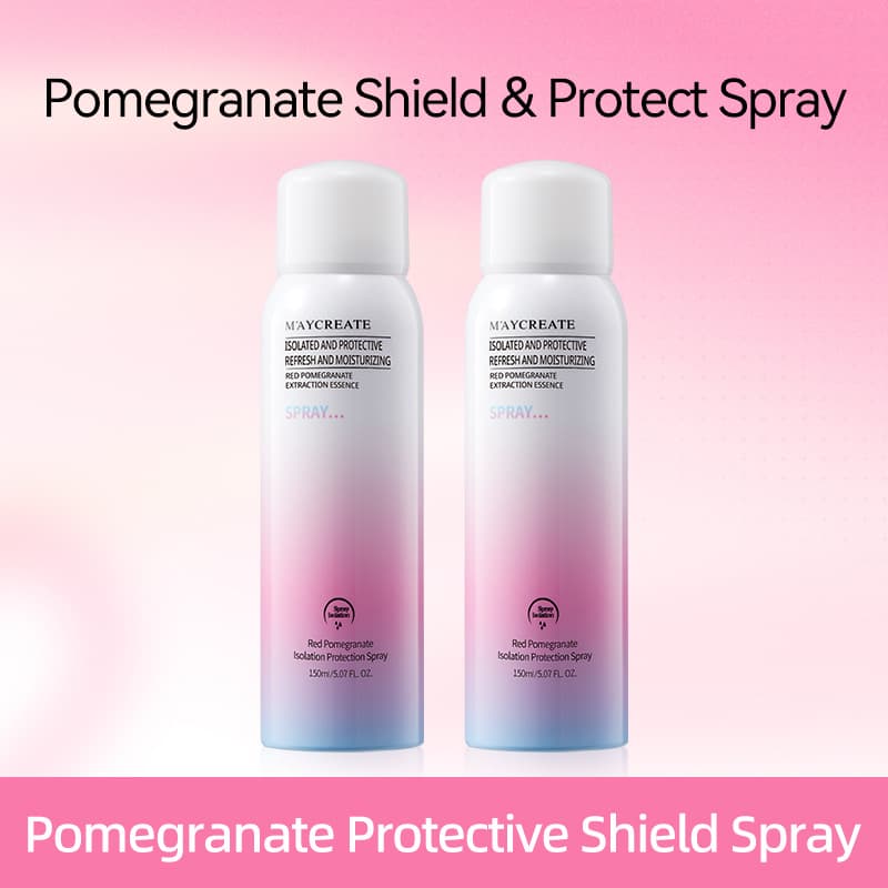 Full English red pomegranate isolation protective spray hydrating and moisturizing cross-border foreign trade red protective spray