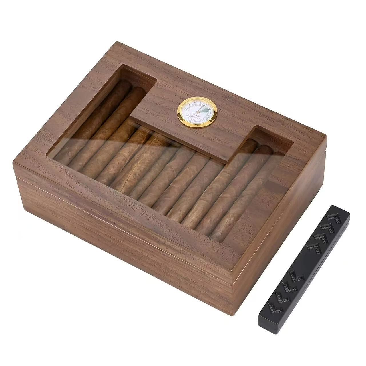 Home new wooden cigar box wooden transparent cover cigar storage box solid wood cigar humidor cigar wooden box