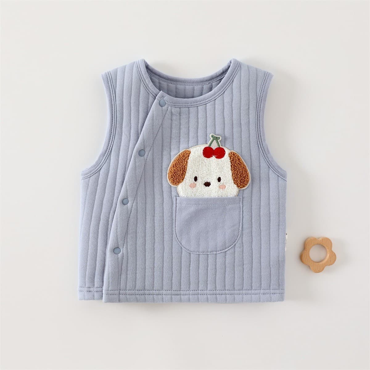 Baby Cartoon Warm Vest, Class A Pure Cotton, No Bone, Quilted, Side-Opening, Inner and Outer Wear, Small Waistcoat