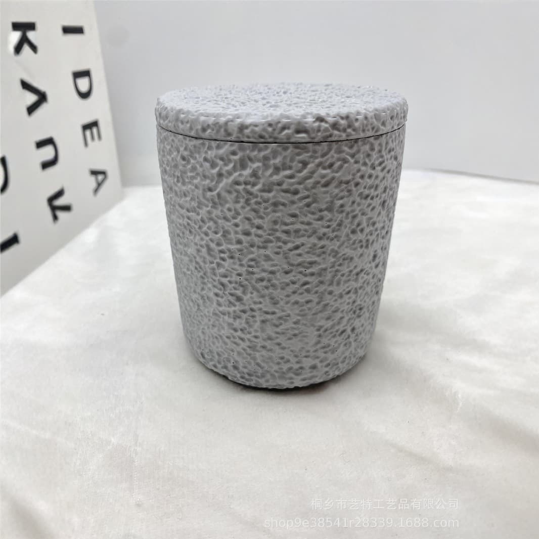 New cross-border gypsum cup home scented candle cup soy wax container straight with lid candle holder candle jar