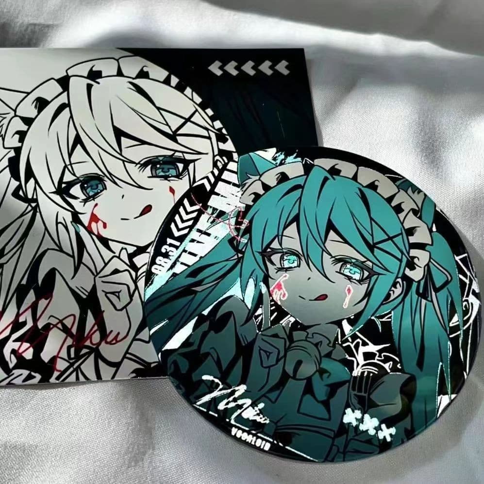 Miku Hatsune Maid Double Flash Reflective Badge Cute Brooch Anime Accessories Custom Fan Merch