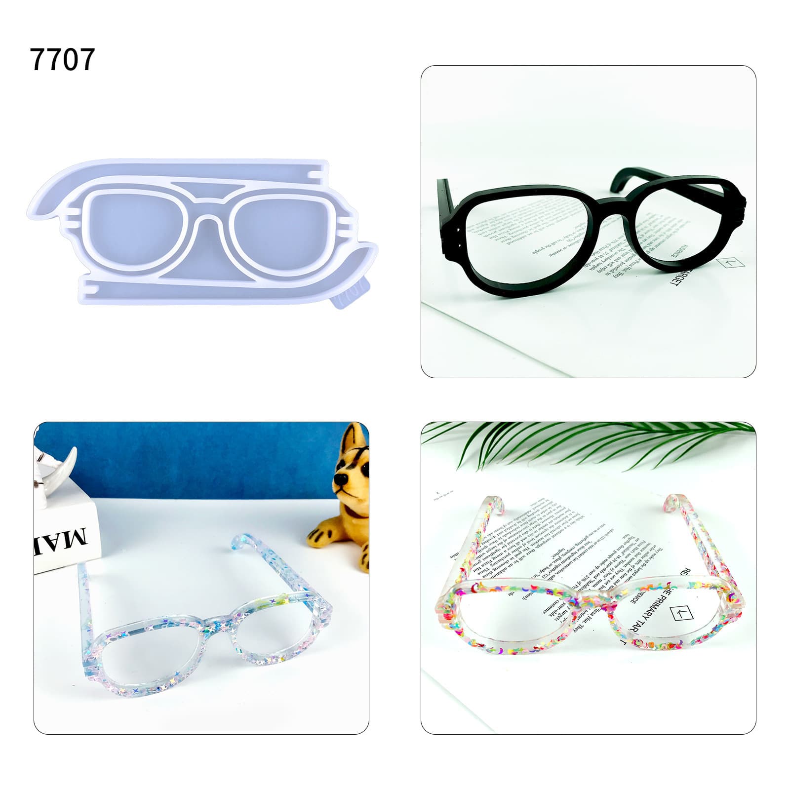 Glasses Ornament Epoxy Mold DIY Glasses Desktop Ornament Decoration Creative Glasses Table Place Silicone Mold
