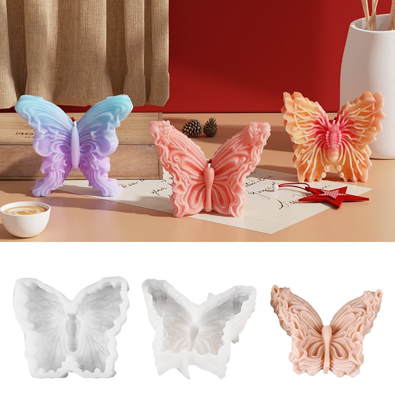 Handmade 3D Butterfly Candle Mold DIY Origami Butterfly Embossed Pattern Monarch Butterfly Decoration Silicone Mold