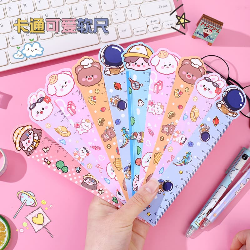 Children Student Bookmark Ruler Creative Ins-style Stationery Cute Soft Ruler 15mm Drawing Measuring Tool