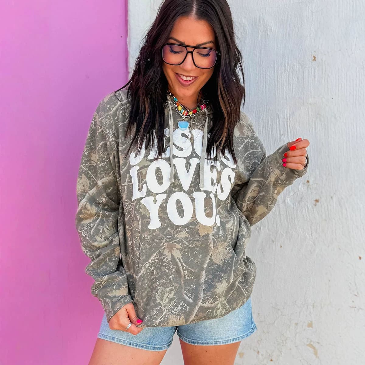 2026 autumn new style drawstring hooded sweatshirt for women European and American trend style camouflage print loose flesh-covering top for women