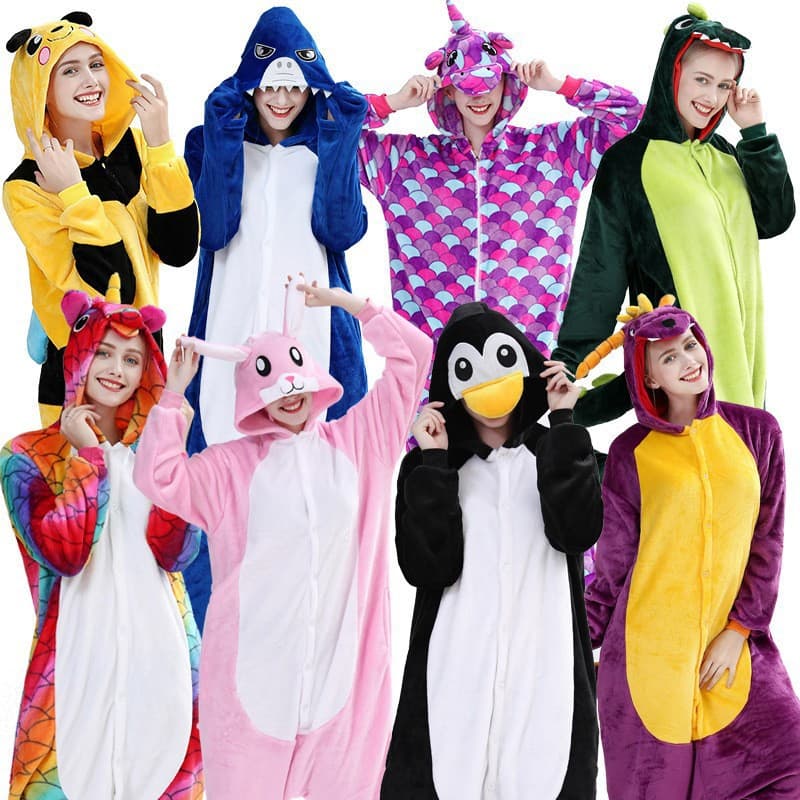 Mixed Batch Autumn Winter Export Flannel Adult Cartoon Onesie Animal Pajamas Lanshi Homewear Toilet-Friendly Style