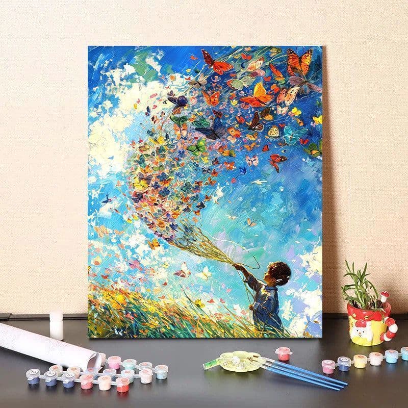 DIY digital oil painting Butterfly Dream and juvenile acrylic oil coloring painting ins style bedroom wall decoration oil painting