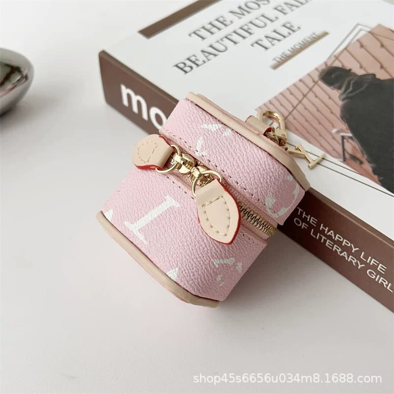 Designer Monogram Bluetooth Earphone Case Universal for Apple Huawei Earphone Shell Crossbody Pendant Keychain Bag Suitable
