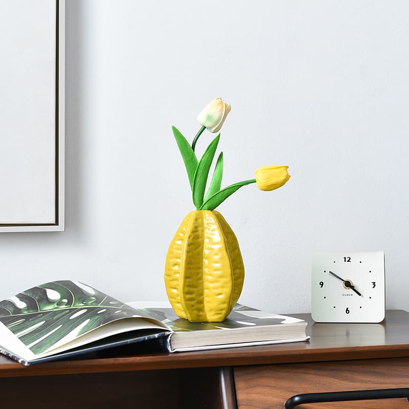 Nordic Style Starfruit Flower Vase Ceramic Fruit Shape Flower Arrangement Vase Creative Art Hydroponic Vase Ornament Decoration