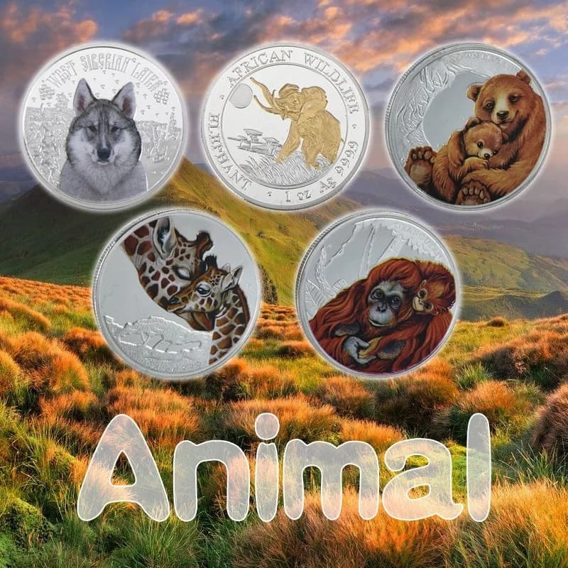Cross-border Giraffe Orangutan Commemorative Collectible Coin Lucky Coin Koala Commemorative Medal Factory Wholesale Gift