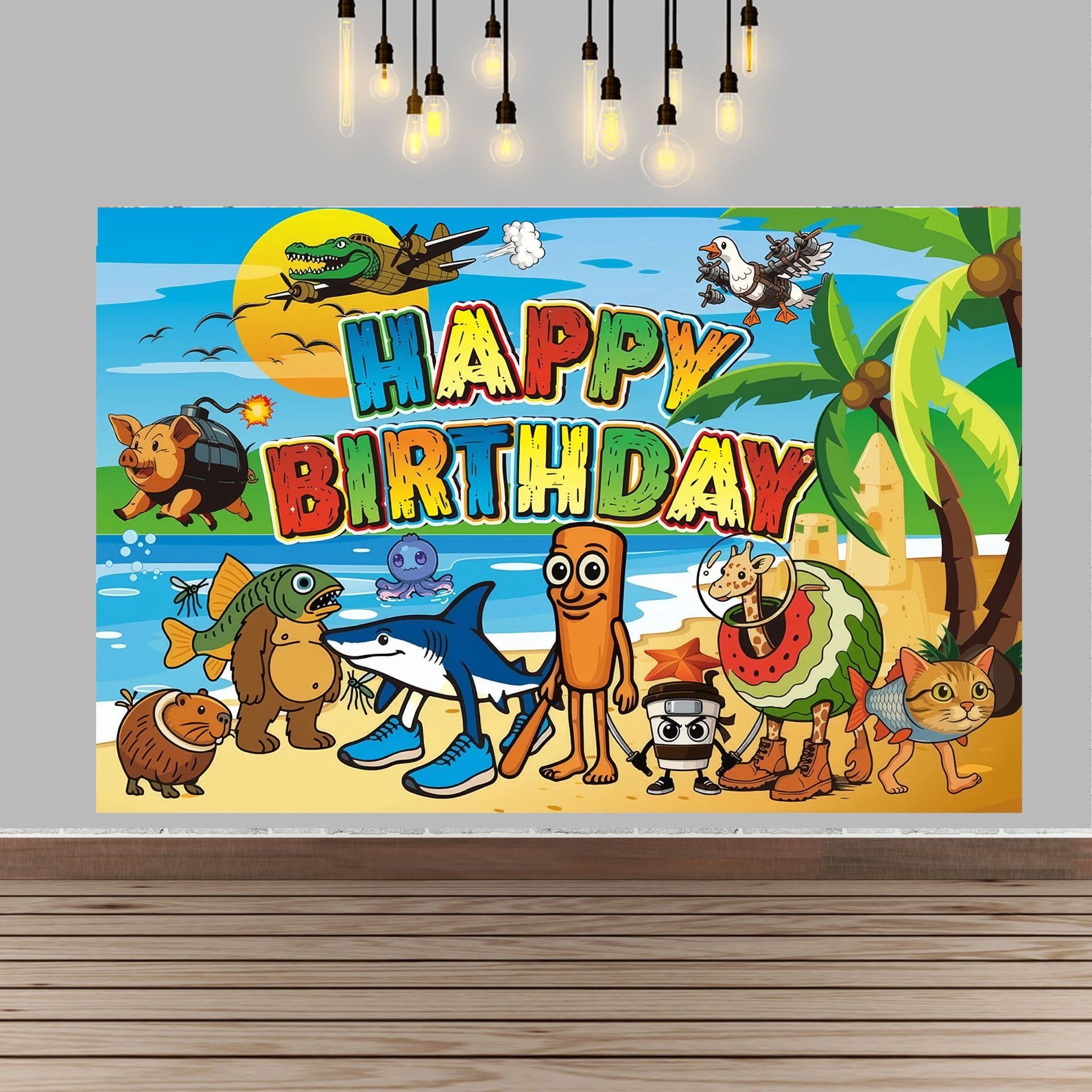 Cross-Border Shan Hai Jing Theme Photography Backdrop Children's Birthday Party Prop Party Decoration Scene Banner Hanging Cloth