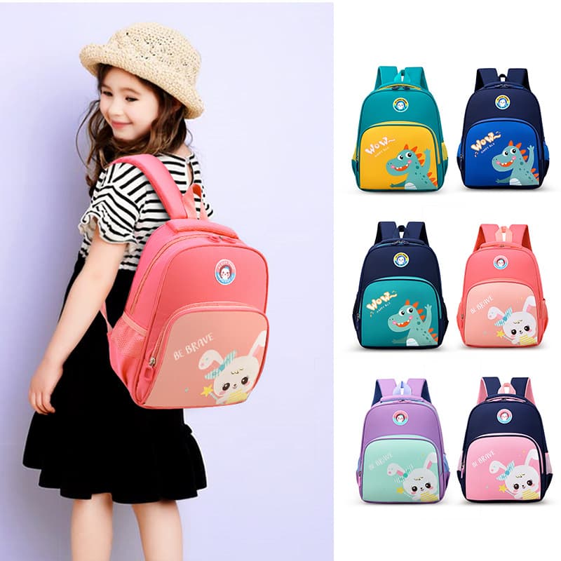Dinosaur Bunny Kindergarten Cartoon Print Backpack for Boys and Girls, Cute Lightweight Dual-Shoulder Bag for Middle and Senior Classes
