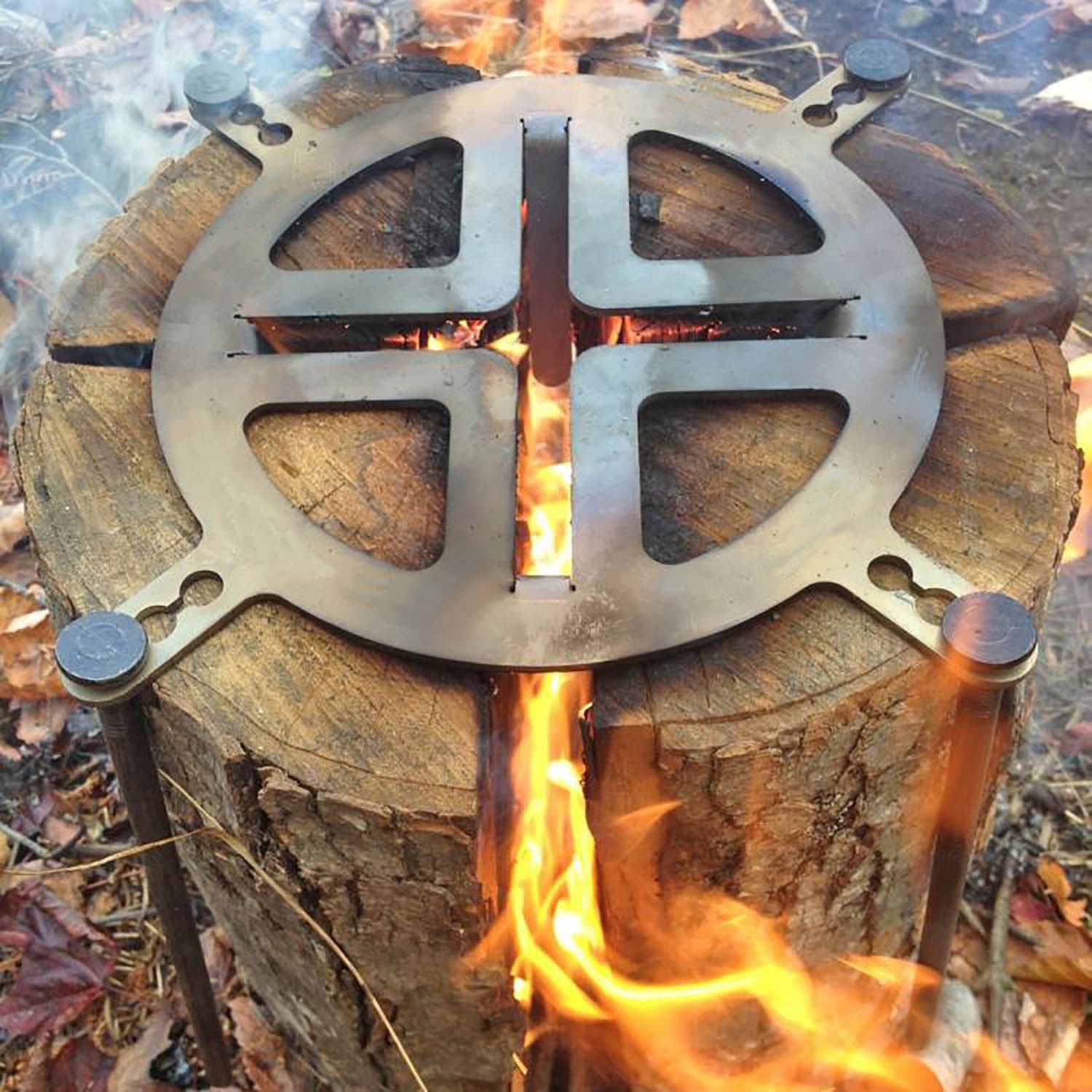 Cross-border new metal log barbecue grill fixed bracket stainless steel campfire table fire rack stable outdoor barbecue table
