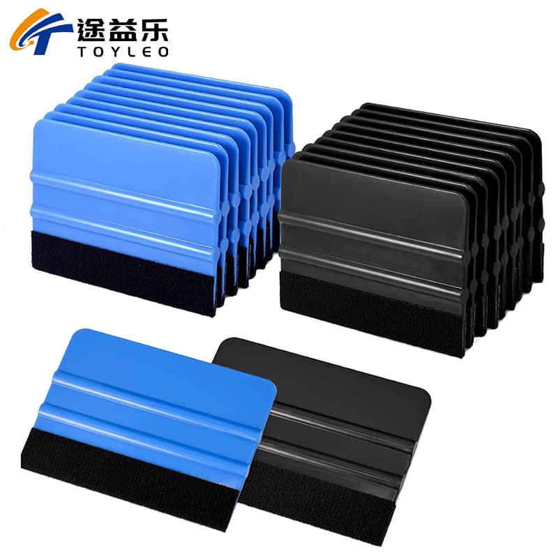 Car Film Tool Plastic Small Square Scraper with Flannel Wallpaper Decal Scraper Tool Cross-Border Bestseller